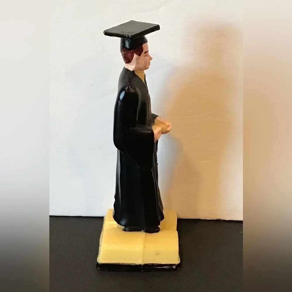 Vintage Graduation Caketopper Figurine in Black Gown